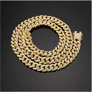 Necklace Chains 18K Gold Plated CZ Fully Iced-Out
